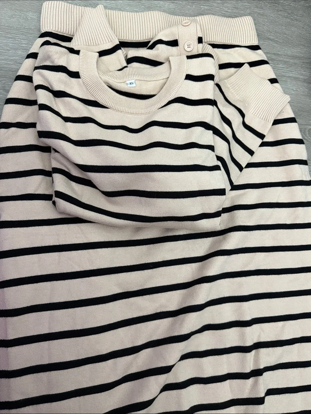 ANRABESS 2 Piece Skirt Set For Women, Size XL Beige/Black Stripe - Picture 6 of 11